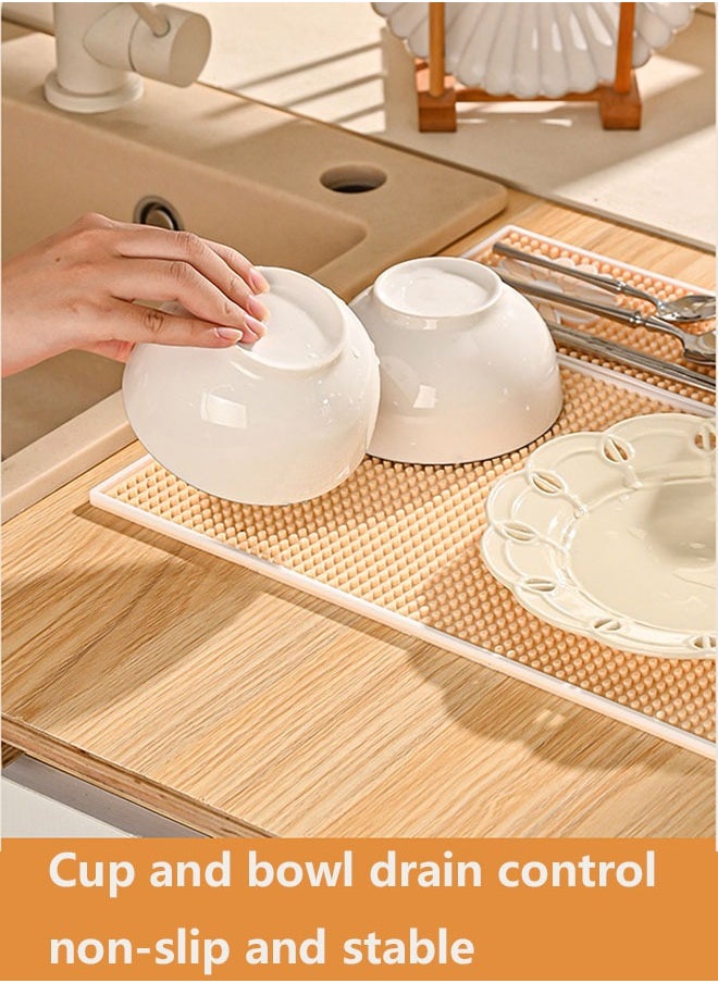 WAOKN - Dish Drying Mat for Kitchen Counter, Drying Pad with Non-slip Rubber Backed, Hide Stain Anti Absorbent for Kitchen Counter, Quick Dry,  Easy Clean Waterproof Sink Liner, Heat Resistant, Fits Under Rack,Drying Mat for Coffee Machine Dish Rack (Pink  ) - Image 1
