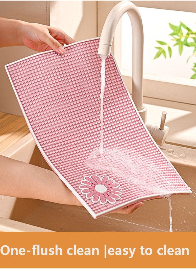 WAOKN - Dish Drying Mat for Kitchen Counter, Drying Pad with Non-slip Rubber Backed, Hide Stain Anti Absorbent for Kitchen Counter, Quick Dry,  Easy Clean Waterproof Sink Liner, Heat Resistant, Fits Under Rack,Drying Mat for Coffee Machine Dish Rack (Pink  ) - Image 1