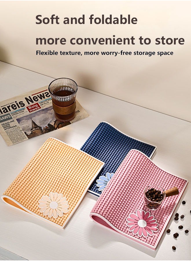 WAOKN - Dish Drying Mat for Kitchen Counter, Drying Pad with Non-slip Rubber Backed, Hide Stain Anti Absorbent for Kitchen Counter, Quick Dry,  Easy Clean Waterproof Sink Liner, Heat Resistant, Fits Under Rack,Drying Mat for Coffee Machine Dish Rack (Pink  ) - Image 1