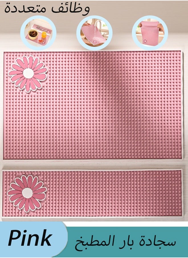WAOKN - Dish Drying Mat for Kitchen Counter, Drying Pad with Non-slip Rubber Backed, Hide Stain Anti Absorbent for Kitchen Counter, Quick Dry,  Easy Clean Waterproof Sink Liner, Heat Resistant, Fits Under Rack,Drying Mat for Coffee Machine Dish Rack (Pink  ) - Image 1