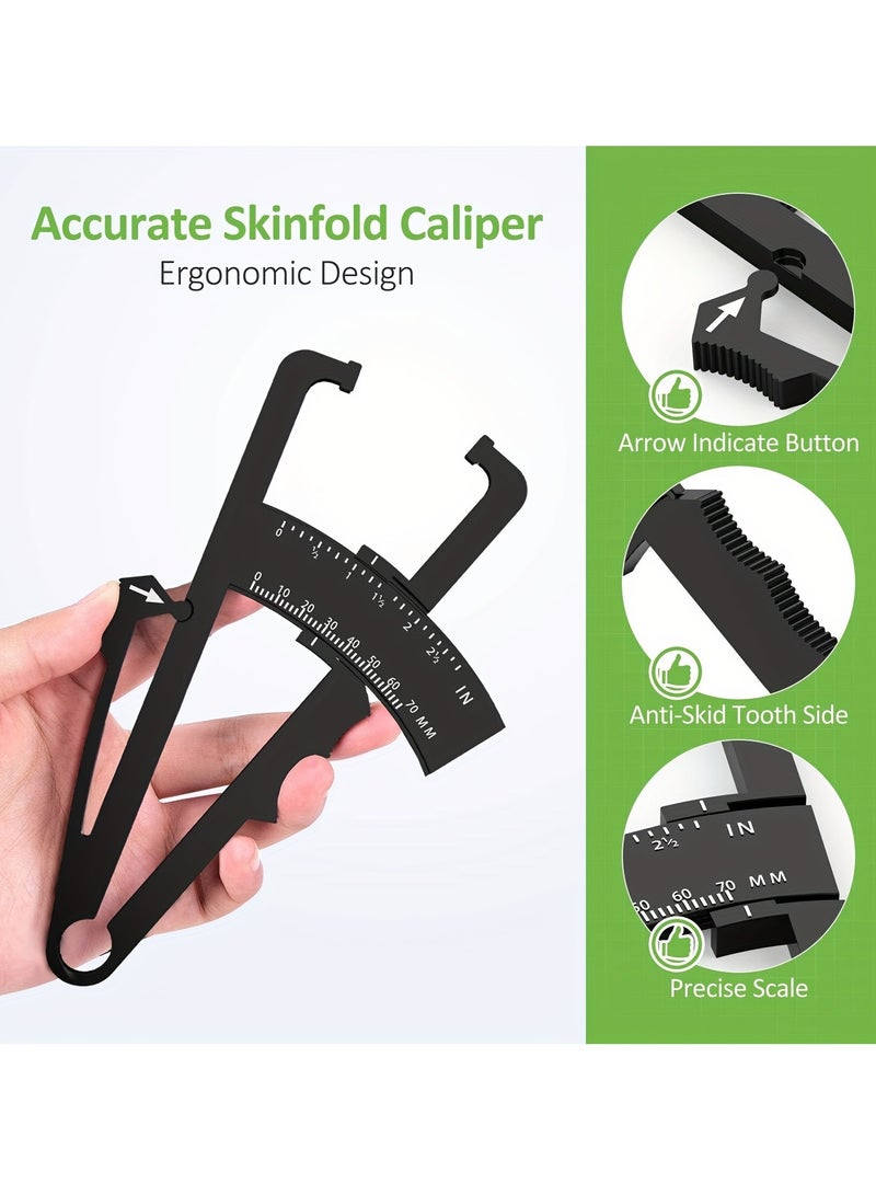 Generic 2pcs Body Fat Caliper, Fat Measure Clipper Combo with Body Fat Percentage Measure Chart, Accurately Measuring Body Fat for Men and Women  - Image 2