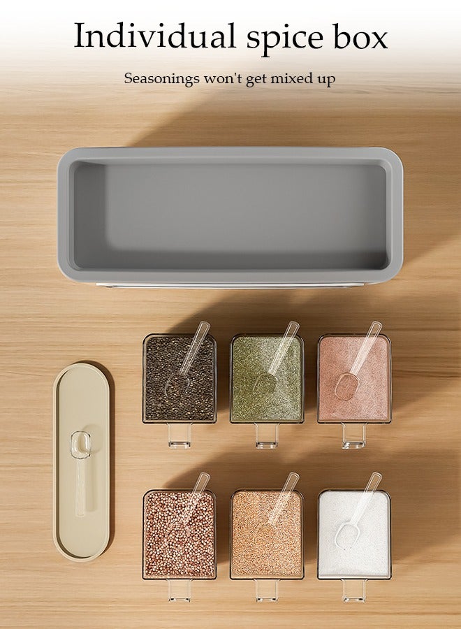 DUNISO Wall Mounted Spice Organizer, Kitchen Countertop Spice Box, Multifunctional Seasoning Container Storage Rack, With 6 Spice Boxes, Dust Proof And Moisture-Proof, No Need For Drilling Installation, Suitable For Storing Various Seasonings，28.5 * 11 * 18cm  - Image 5
