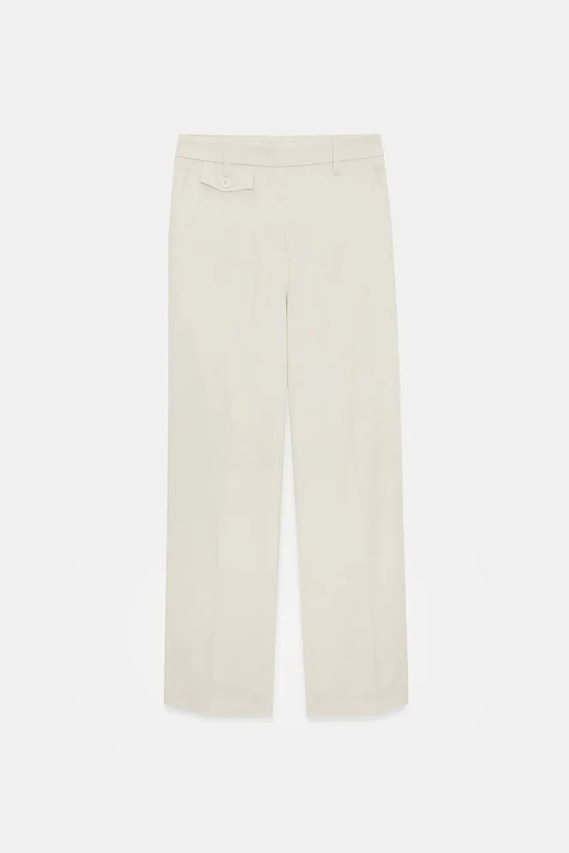 Dilvin Stone Natural DILVIN Women's High-Waist Straight-Leg Crepe Trousers for Women | Best Price UAE
