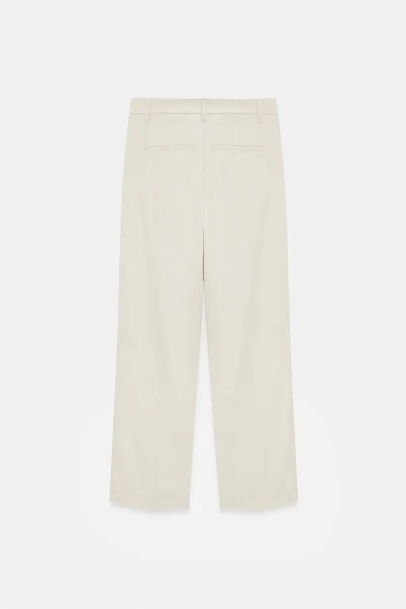 Dilvin Stone Natural DILVIN Women's High-Waist Straight-Leg Crepe Trousers for Women | Best Price UAE