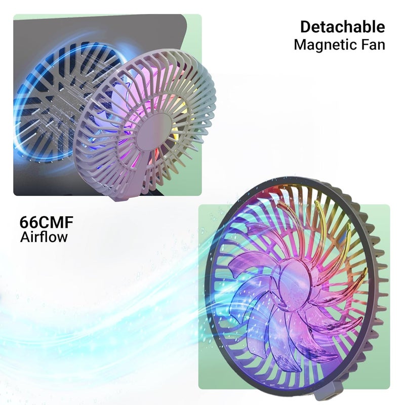 ZEBRONICS حامل لابتوب معدني دوار NS4000 PRO، حتى 17 بوصة، دوران 360°، قابل للطي، تعديل زوايا متعددة، مروحة مغناطيسية RGB قابلة للفصل بتوصيل Type C، وسادات سيليكون مضادة للانزلاق، هيكل من الصلب الكربوني - Image 3