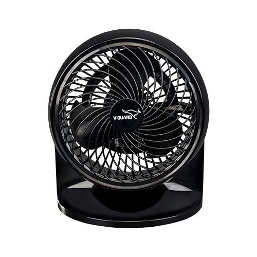 V-Guard Spinny Pro 180 mm Table & Wall Fan | 2100 RPM High-Speed Motor | 353 CFM Airflow | 3 Speed Settings | 90° Adjustable Tilt | Energy-Efficient 30 W | Durable ABS Build | Black - Image 1