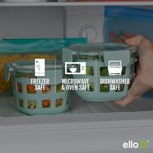 Ello Duraglass Glass Meal Prep Sets Leak-Proof Glass Food Storage Containers with Airtight BPA-Free Plastic Lids, Dishwasher, Microwave, and Freezer Safe - Image 5