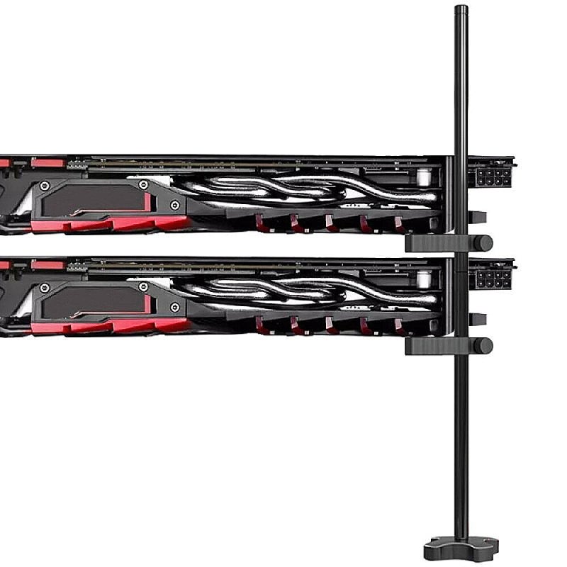 Graphics Card Stand: Black Aluminum Vertical Video Card Stand - Strong Supporting Power Scratch-Resistant Pads for ATX MATX ITX PC Cases - Image 1