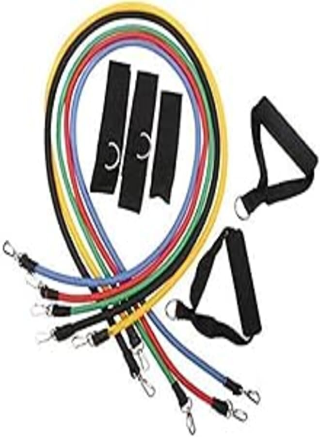 11pcs Latex Resistance Bands Exercise Tube Rope Set ABS P90X Workout