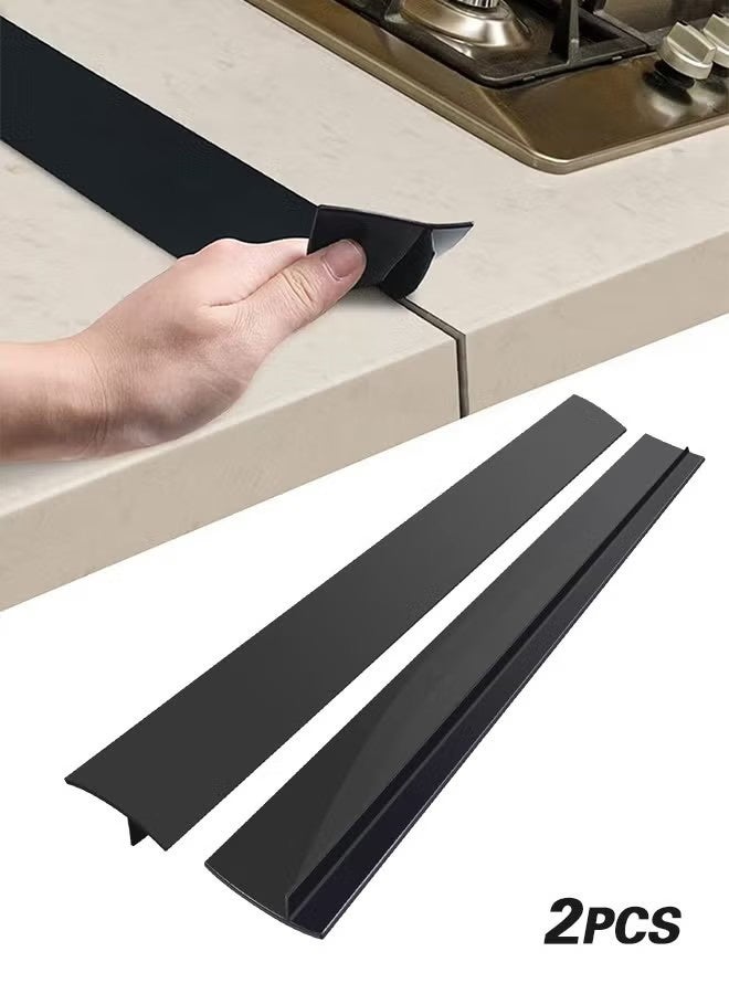 YJ Silicone Stove Counter Gap Cover, 21 Inches (for 0.2-1 inch Gap) Extra Long Kitchen Range Gap Filler, Heavy 10 oz, Cut to any size (Set of 2, Black) - Image 1