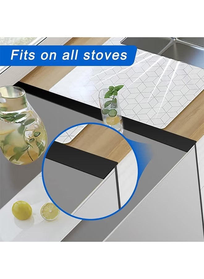 YJ Silicone Stove Counter Gap Cover, 21 Inches (for 0.2-1 inch Gap) Extra Long Kitchen Range Gap Filler, Heavy 10 oz, Cut to any size (Set of 2, Black) - Image 3