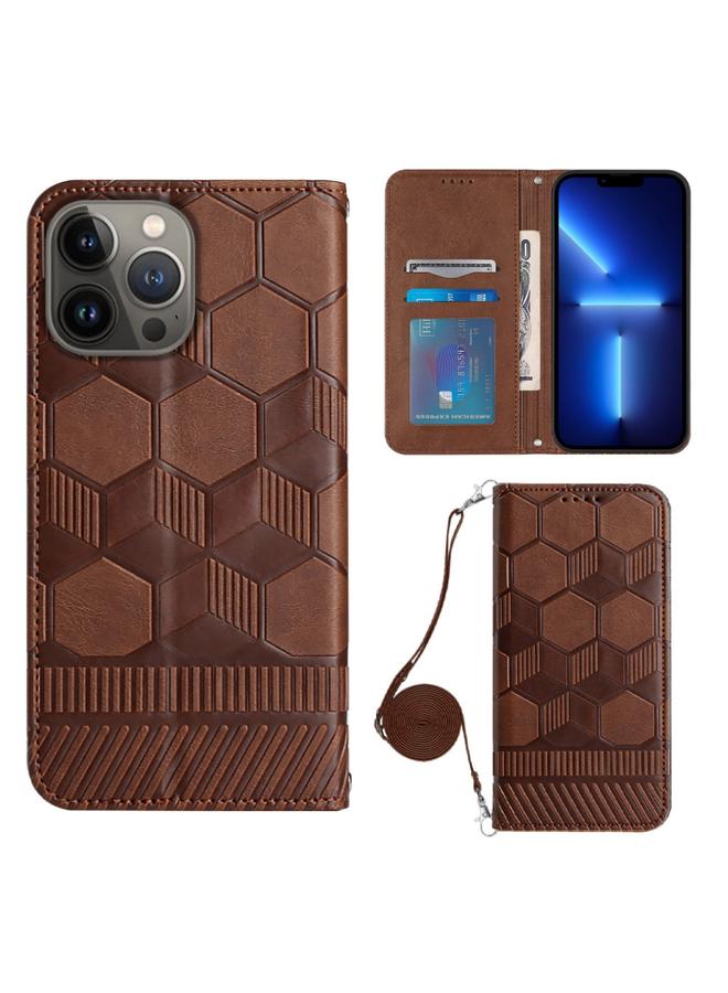 اس-توب جراب هاتف iPhone 15 Pro Max Crossbody من مادة PU المغناطيسية بتصميم كرة القدم - Image 1