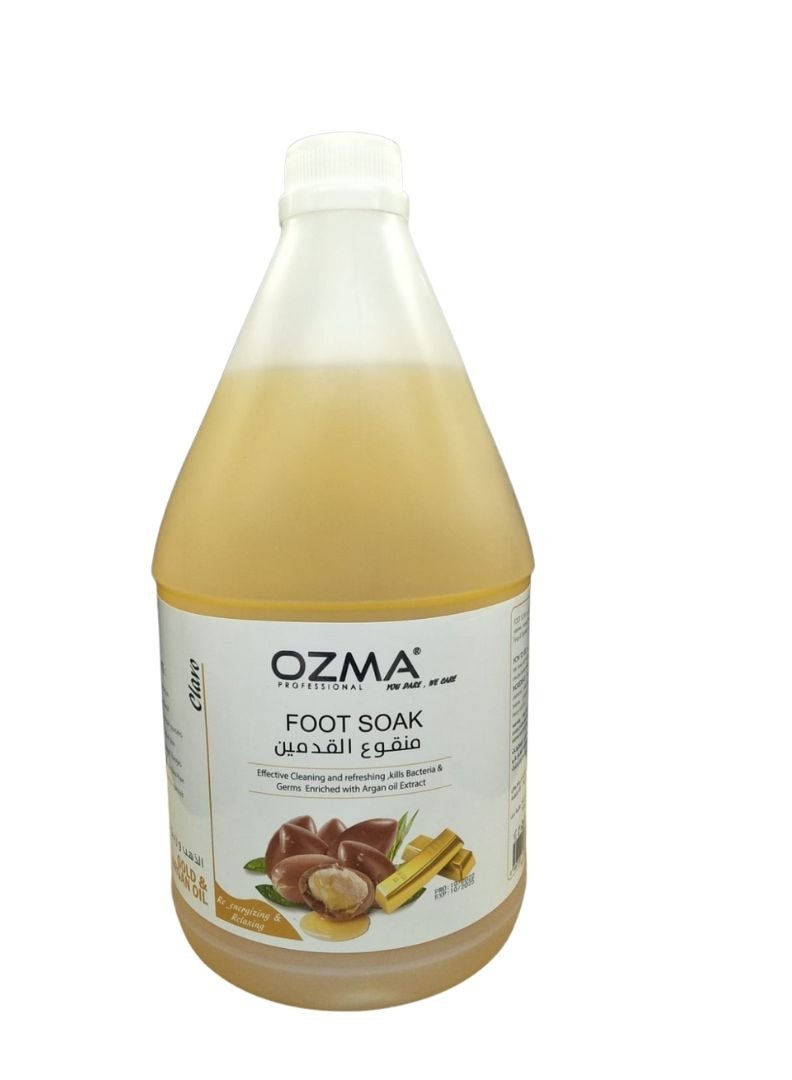 Ozma Professional أوزما كلافو لنقع القدمين بخلاصة الأرغان والذهب يزيل الجلد الميت، جل سائل 3.78 ل - Image 1