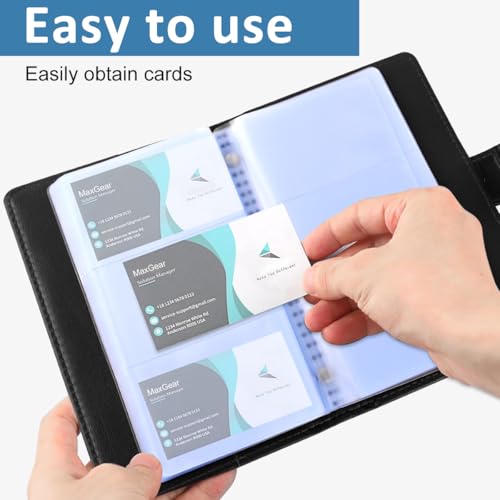 Climberty® Business Cards Holder 150 Pockets PU Leather Cover Travel Business Card Holder Fit for 3.5x2.3 in Cards Semi Transparent Pockets Versatile for Credit and ID Card - Image 3
