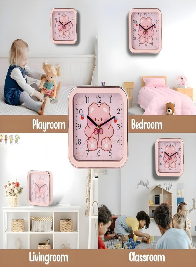 De'rons Analog Table Alarm Clock for Heavy Sleepers Alarm Clock for Study Table Funny Cute Bear Cartoon Poster Alarm Clock for Girls Kids Boys Bedroom 15 x 15 cm - Image 2