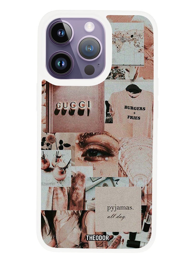 Theodor Protective Case Anti Scratch Shock Proof Cover For APPLE IPHONE 14 PRO MAX Gucci (White Bumper) - Image 1