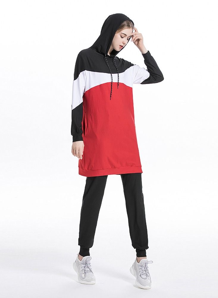 Loquat 2 Piece Autumn And Winter New Middle East Arab Hui Muslim Sports And Leisure Suit Red  - Image 1