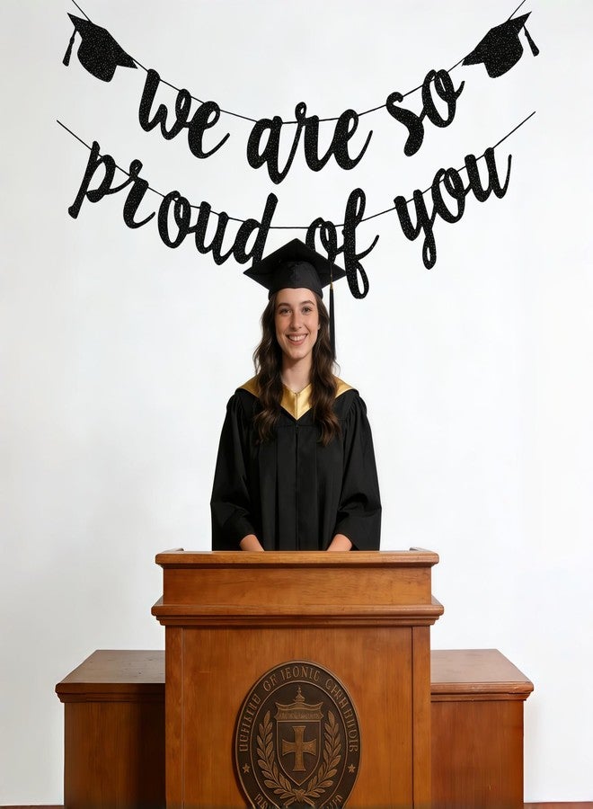 iefoah 2026 Graduation Decorations, Black Glitter We are So Proud of You Banner, Class of 2026 Graduation Decor for Grad Party School Home Car Decorations (Pre-Strung) - Image 3