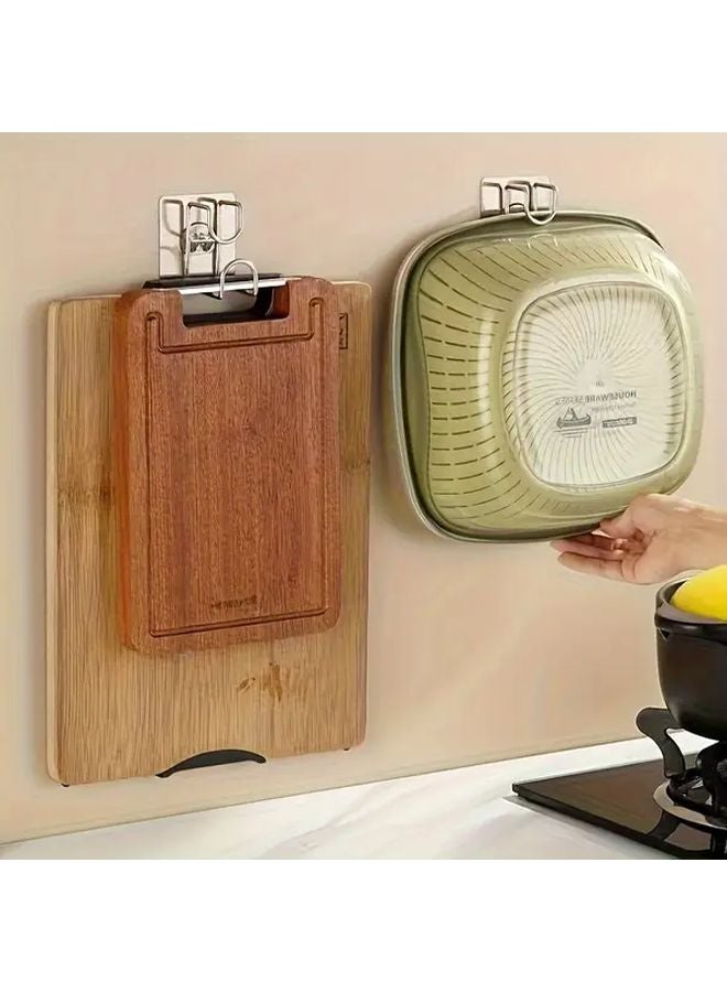 2pcs Foldable Stainless Steel Wall Hooks No Drill Space Saving Bathroom Kitchen - Image 2