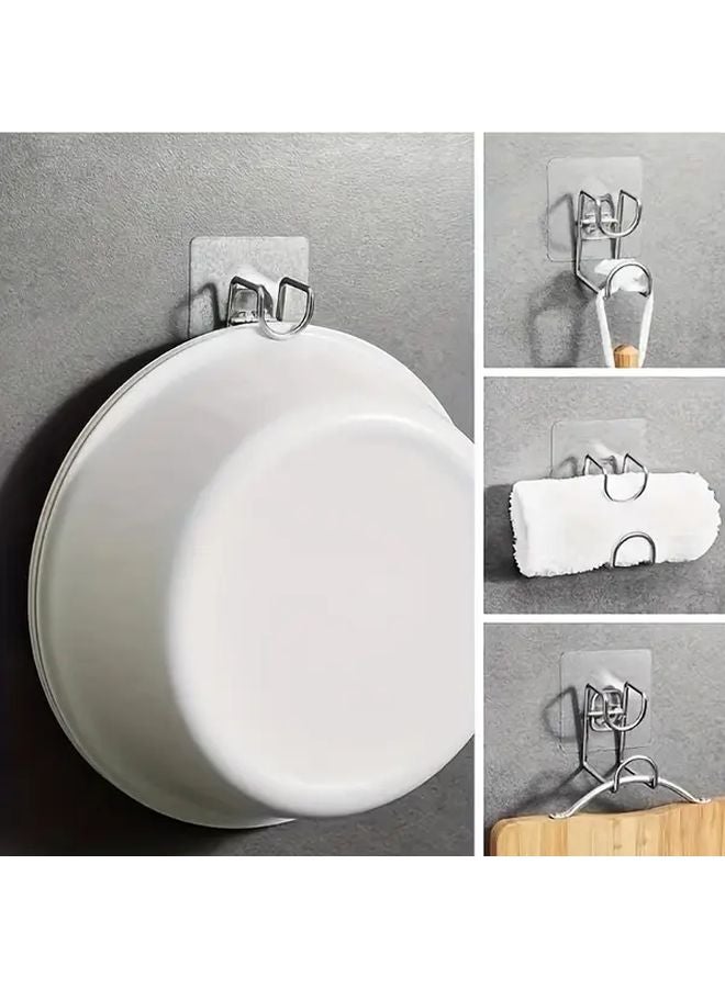 2pcs Foldable Stainless Steel Wall Hooks No Drill Space Saving Bathroom Kitchen - Image 1