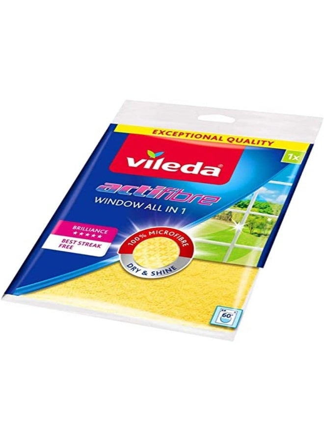 Vileda Actifibre Cloth for Cleaning Glass – Yellow - Image 1