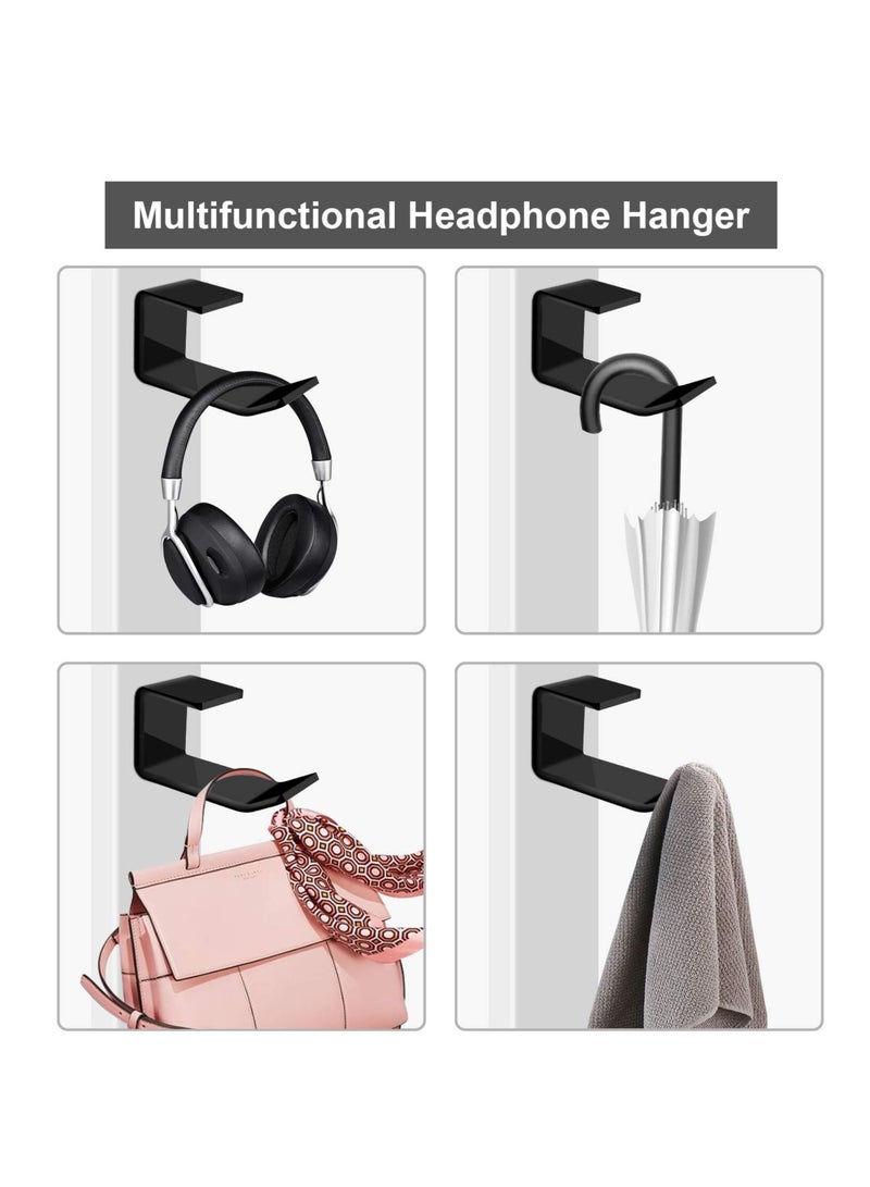 SYOSI Headphone Stand Hook, 2pcs Under Desk Stick-On Universal Headset Mount Hanger Earphone Holder Mount for Gaming Headphones, Earphones, Beats, Sony, Sennheiser, AKG, Bose - Image 3
