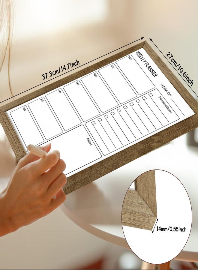 TORASO Dry Erase White Board Weekly Calendar Board, Magnetic Whiteboard for Wall,10.6“x14.7 Solid Wood Rustic Brown Framed Message Board, Planner Board for Office, Home, Schooll(Weekly-BB-RB-2737) - Image 3