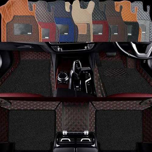 AutoClow Premium 7D Car Mat for Tata Punch EV (Model:2024-2026) || Luxury Leather Dual-Stitch Full Set 7D Car Floor Mat || 100% Waterproof || Colour : Red-Black (Design-1) - Image 1