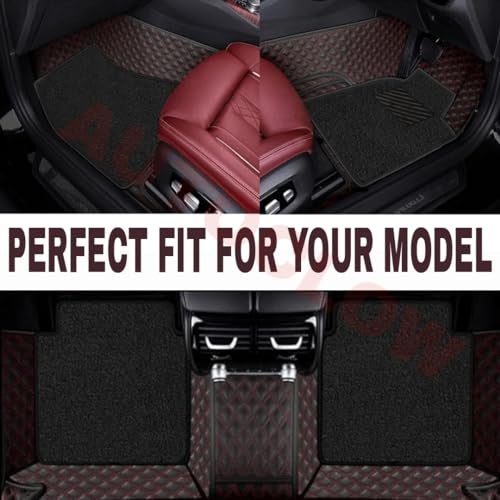 AutoClow Premium 7D Car Mat for Tata Punch EV (Model:2024-2026) || Luxury Leather Dual-Stitch Full Set 7D Car Floor Mat || 100% Waterproof || Colour : Red-Black (Design-1) - Image 3