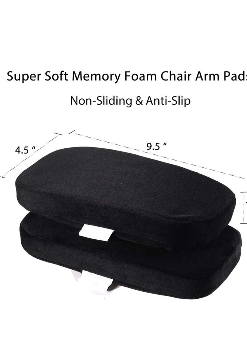 Ergonomic Memory Foam Office Chair Armrest Pads, Comfy Gaming Chair Arm Rest Covers for Elbows and Forearms Pressure Relief (Set of 2)