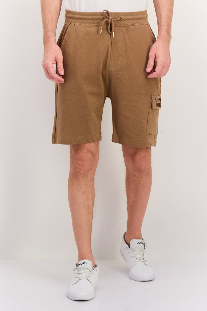 Gazzarrini شورتات أساسية للرجال بحزام سحب وجيب جانبي، بني - Image 1