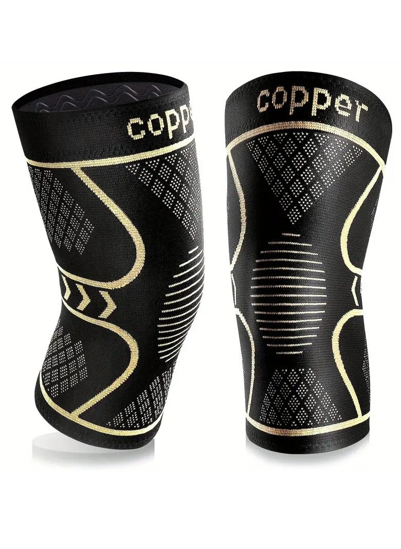 Gonice - 1 Pair Copper Knee Braces, Sleeves For Knee Women Men,Compression Knee Brace Knee Support For Working, Running, Medical Grade Knee Pads For Arthritis, ACL, Meniscus Tears - Image 1