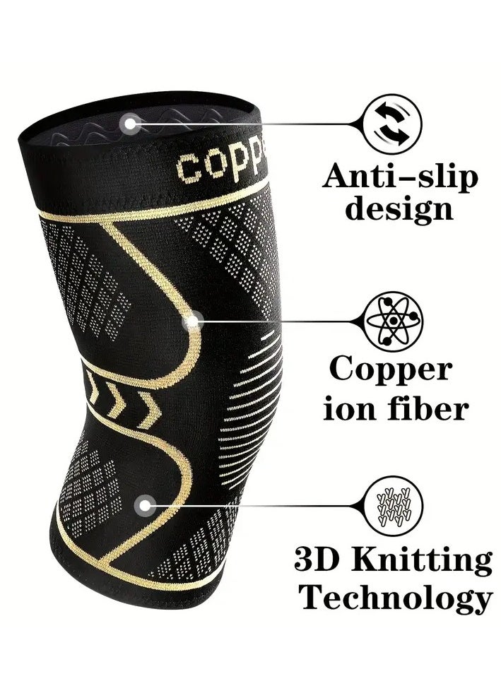 Gonice - 1 Pair Copper Knee Braces, Sleeves For Knee Women Men,Compression Knee Brace Knee Support For Working, Running, Medical Grade Knee Pads For Arthritis, ACL, Meniscus Tears - Image 1