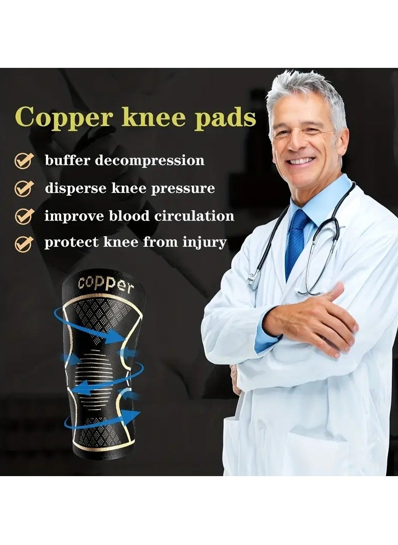 Gonice - 1 Pair Copper Knee Braces, Sleeves For Knee Women Men,Compression Knee Brace Knee Support For Working, Running, Medical Grade Knee Pads For Arthritis, ACL, Meniscus Tears - Image 1
