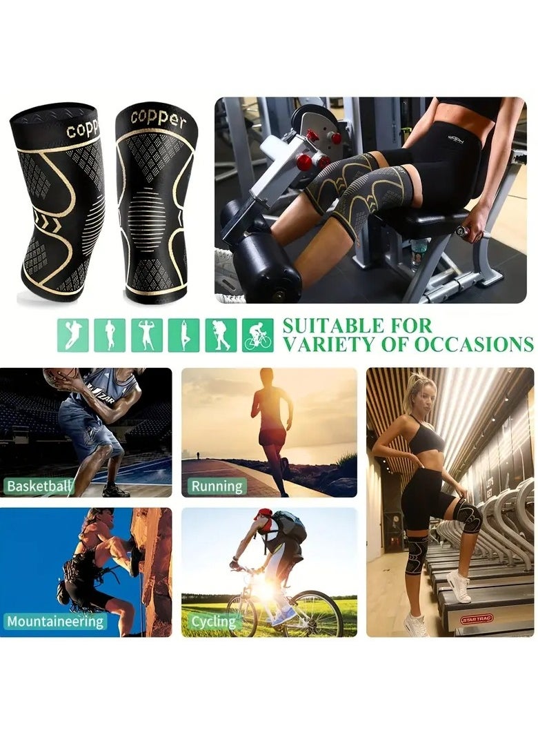 Gonice - 1 Pair Copper Knee Braces, Sleeves For Knee Women Men,Compression Knee Brace Knee Support For Working, Running, Medical Grade Knee Pads For Arthritis, ACL, Meniscus Tears - Image 1