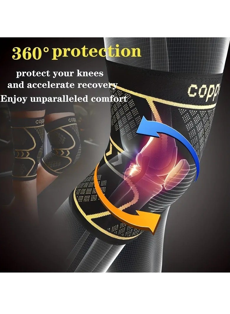 Gonice - 1 Pair Copper Knee Braces, Sleeves For Knee Women Men,Compression Knee Brace Knee Support For Working, Running, Medical Grade Knee Pads For Arthritis, ACL, Meniscus Tears - Image 1