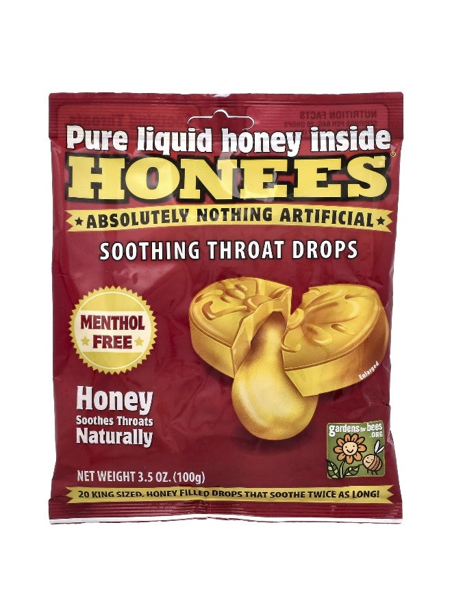 Honees هونيز، قطرات مهدئة للحلق، عسل، 20 قطرة بحجم ملكي، 3.5 أونصة (100 جرام) - Image 1