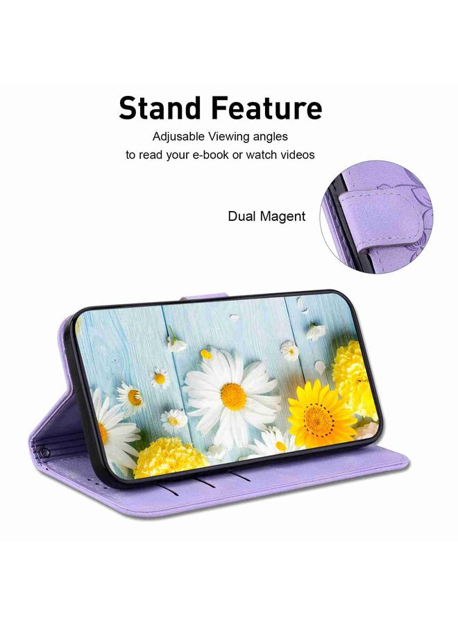 اس-توب جراب لهاتف Nokia G42 مصنوع من الجلد المنقوش بنقشة زنبق - Image 5