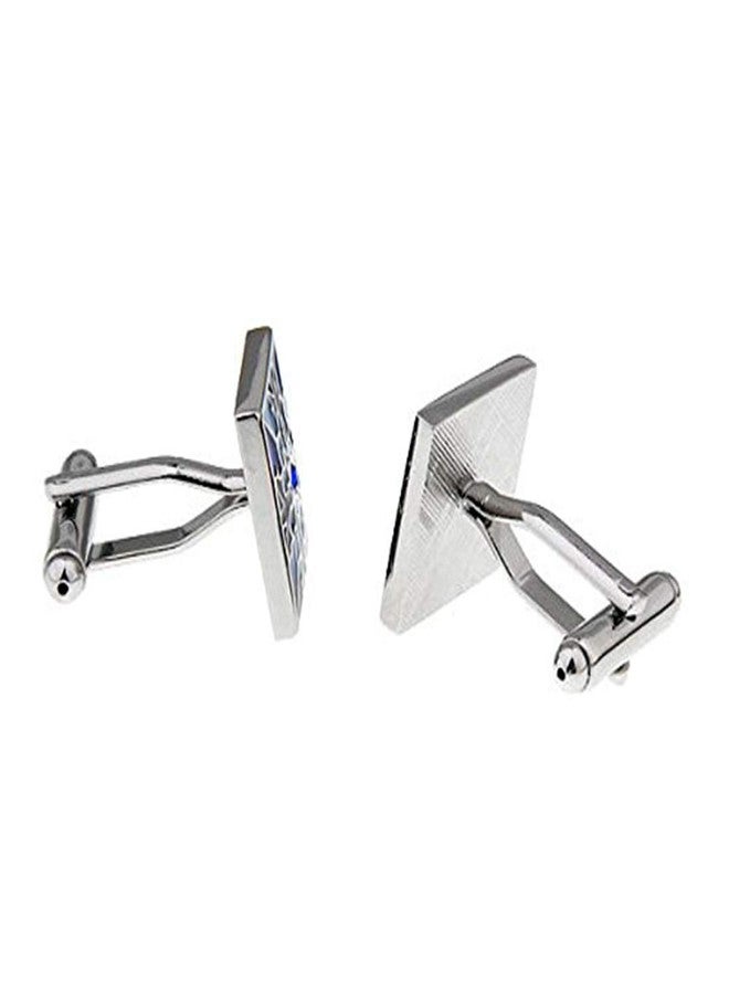 Peora Classic Blue Flower Pattern Square Cufflinks for Men Business Corporate Wedding Gift - Image 2