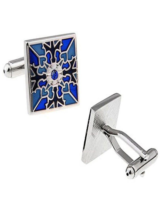 Peora Classic Blue Flower Pattern Square Cufflinks for Men Business Corporate Wedding Gift - Image 5
