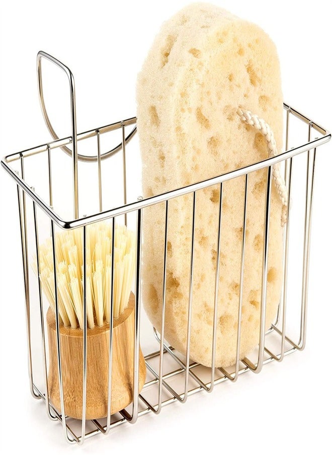 joyzzz Stainless Steel Dishwashing Sponge Holder Kitchen Essential Sink Storage Hanging Basket  - Image 1