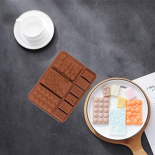MoldBerry Assorted Chocolate Bar Mould Silicone 9 Slot Chocolate Bar Mould Multiple Shapes Mini Gems Bubble Zigzag Candy Jelly Mould Cake Decorating Cupcake Desert Pack of 1 (Multi Color),14X20X1 Cm - Image 5