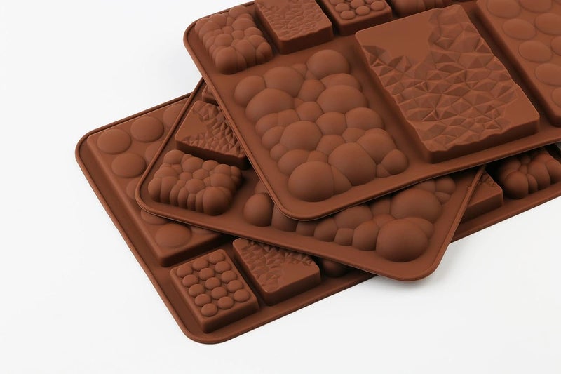 MoldBerry Assorted Chocolate Bar Mould Silicone 9 Slot Chocolate Bar Mould Multiple Shapes Mini Gems Bubble Zigzag Candy Jelly Mould Cake Decorating Cupcake Desert Pack of 1 (Multi Color),14X20X1 Cm - Image 4