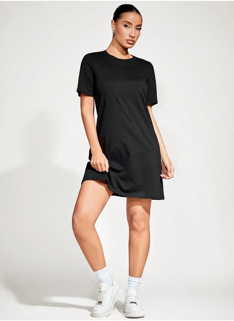 Mesery Dress Cotton Short Sleves-BLack  - Image 3
