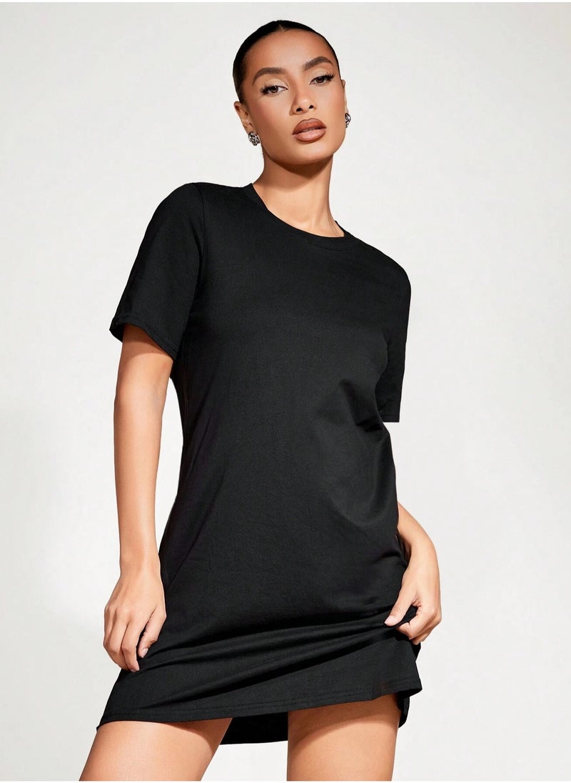 Mesery Dress Cotton Short Sleves-BLack  - Image 2