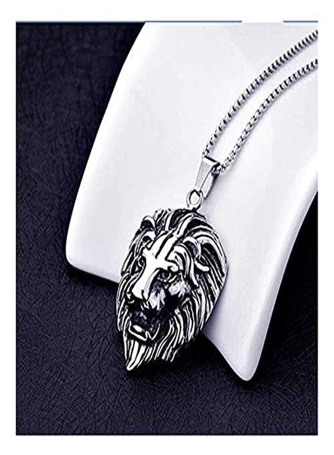 Ervio Lion Pendant Necklace for Men | Stainless Steel Lion Head Locket with Ball Chain | Trending Masculine Jewelry | Cool Men's Necklace - Image 5