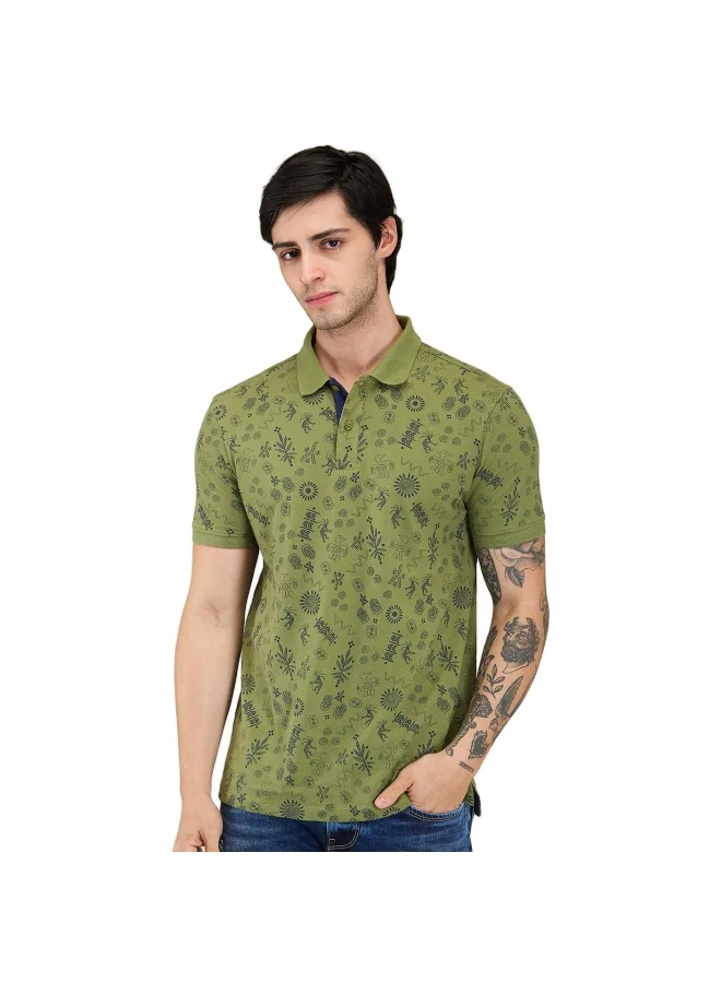 بيينغ هيومان Mens Turtle Green Polo Collar Short Sleeve Polo T-Shirt