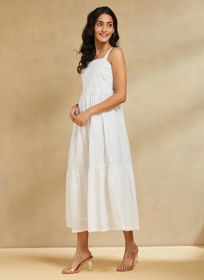 Fabindia Embroidered Tiered Dress