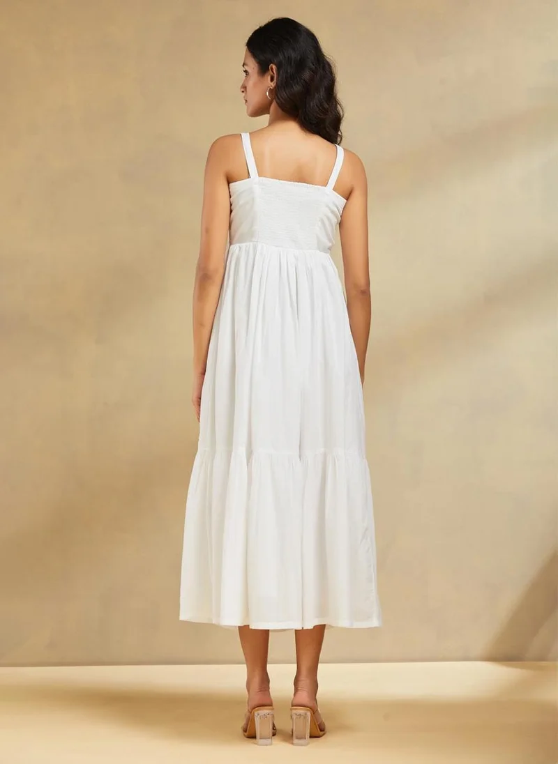 Fabindia Embroidered Tiered Dress