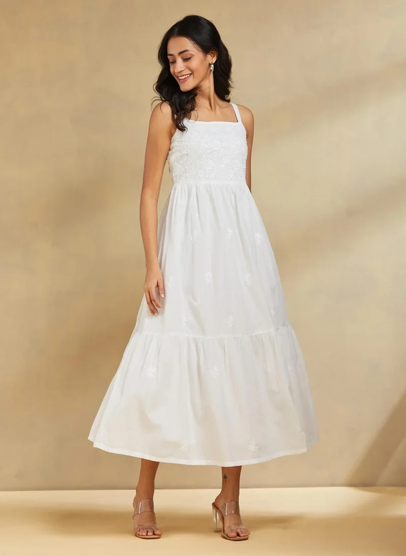 Fabindia Embroidered Tiered Dress